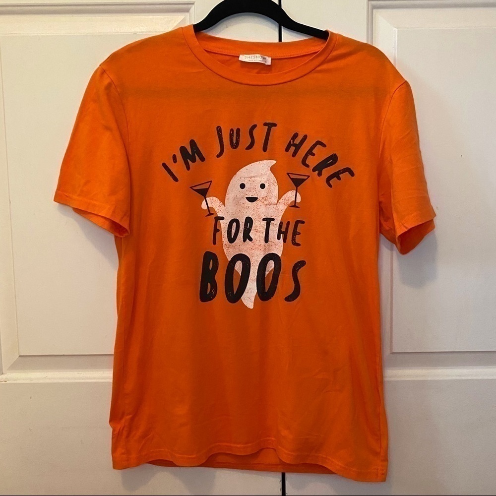 HALLOWEEN SHIRT "I'm Just Here For The Boos" Orange Funny Graphic T-Shirt
